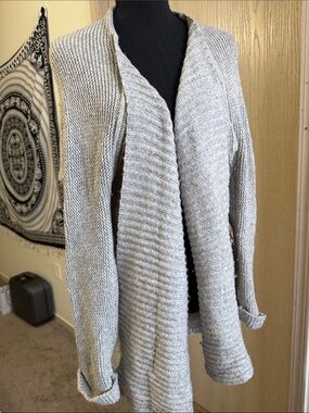 Sam Edelman Light Gray Open-Front Knit Cardigan